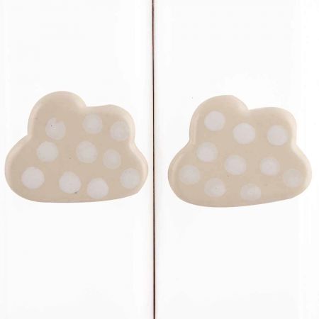 Cream White Dot Cloud Ceramic Drawer Knob